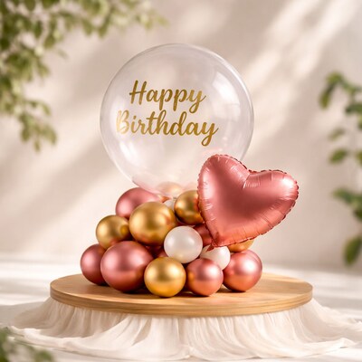 Metallic Gold and Blush Pink Balloon Bouquet