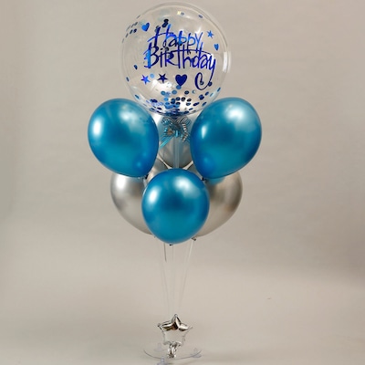 Blue Theme Birthday Party Balloon Bouquet