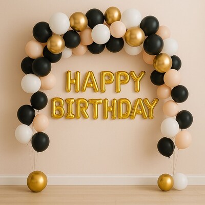 Classic Gold Birthday Party Balloon Decoration