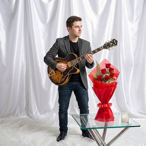 Buy Guitarist with 6 Red Roses