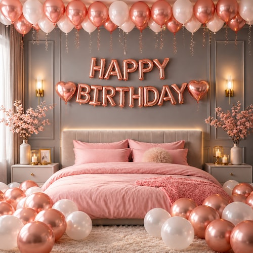 Buy Rose Gold Birthday Balloon Decoration