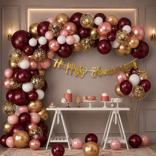 Buy Rose Elegance Anniversary Balloon Decoration Setup