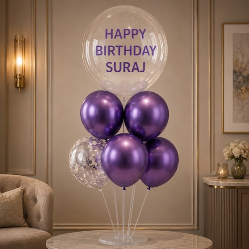 Buy Purple Pop Custom Birthday Balloon Tower Stack