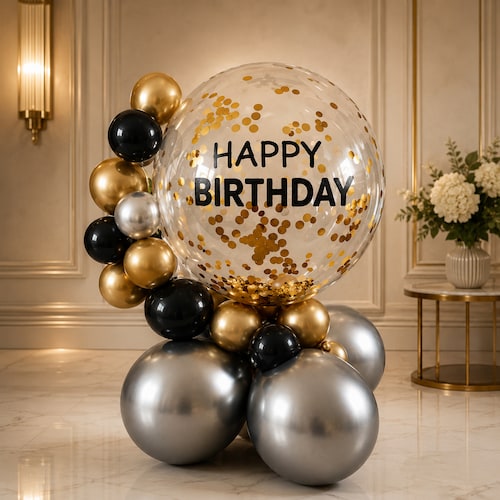 Buy Gold Confetti Birthday Glamour Balloon Display
