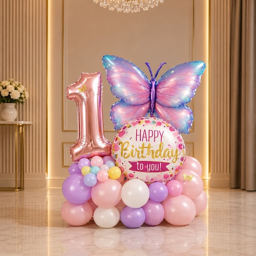 Buy Butterfly Theme 1st Birthday Balloon Decor