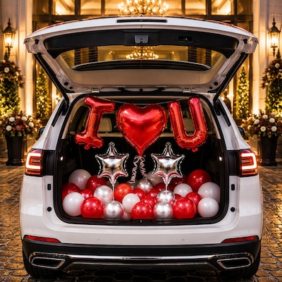 Romantic Car Boot I Love You Balloon Decoration Setup
