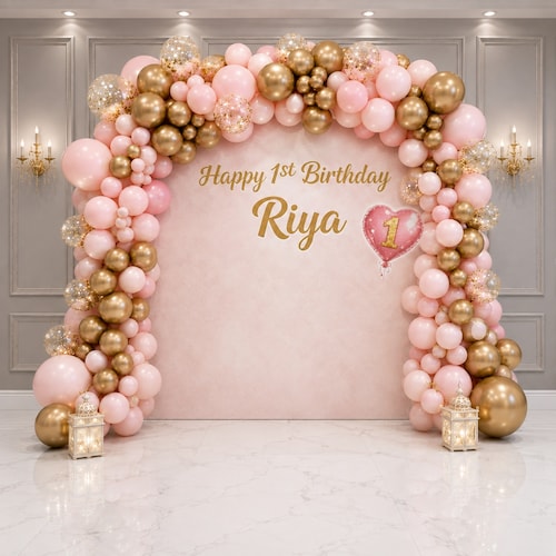 Buy Pink Gold Baby Welcome Balloon Decoration Setup