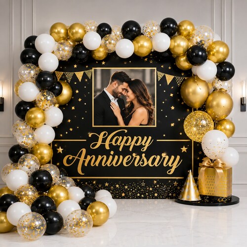 Buy Golden Anniversary Balloon Decoration Setup