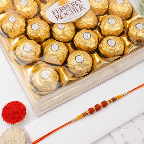 Buy Rudraksha Rakhi with Ferrero Rocher Chocolates