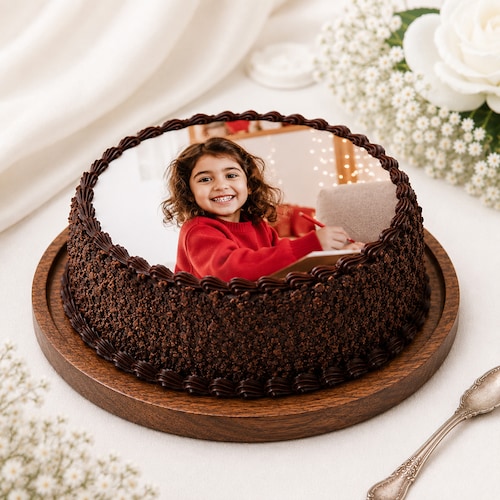 Buy Chocolaty And Crunchy Photo Cake For Kids