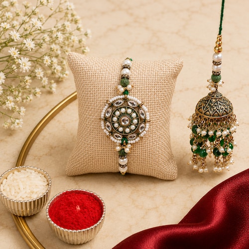 Buy Royal Antique Bhaiya Bhabhi Rakhi Set