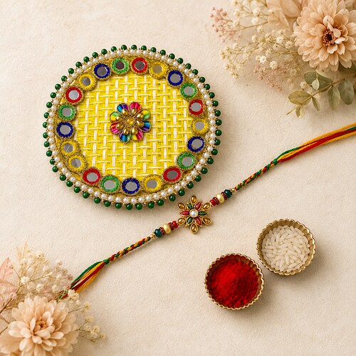 Buy Designer Rakhi with Thali