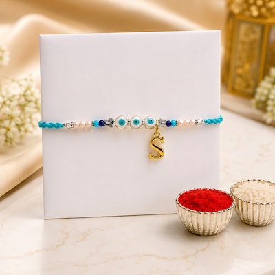 Personalized Evil Eye Name Initial Rakhi