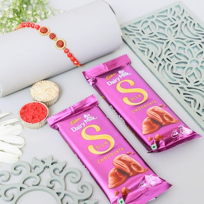 Rudraksha Rakhi with Dairy Milk Silk