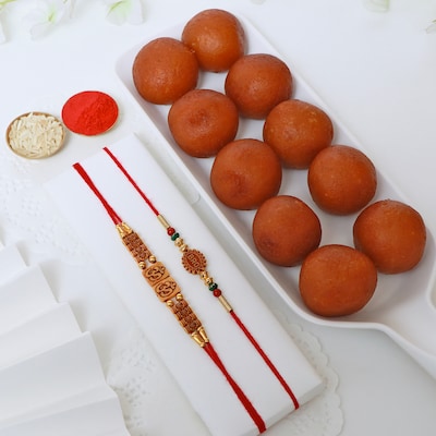 Rakhi Set of 2 with Gulab Jamun