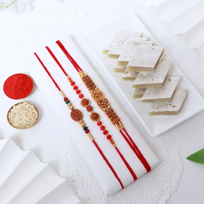 Rakhi Set of 3 with Kaju Katli