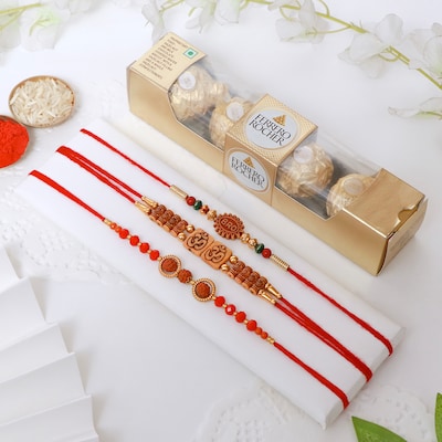 Rakhi Set of 3 with Small Ferrero Rocher