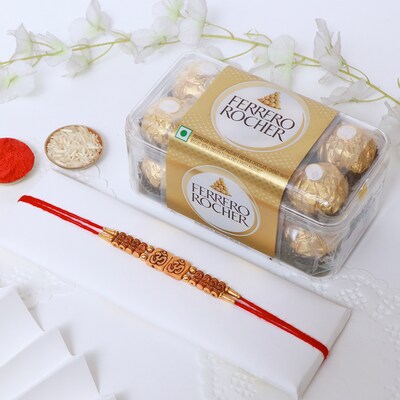 Om Designer Rakhi with Ferrero Rocher