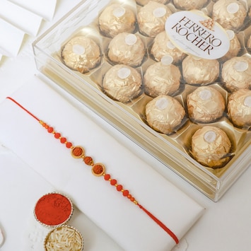 Rudraksh Rakhi with Big Ferrero Rocher