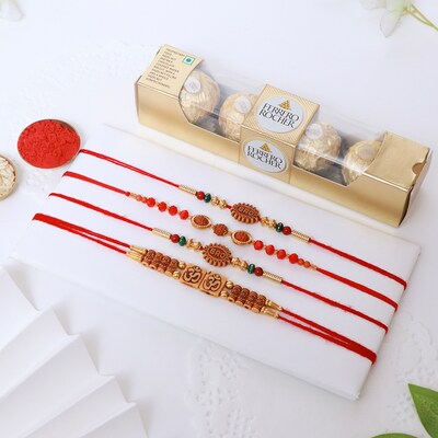 112182_Rakhi Set of 4 with Small Ferrero Rocher