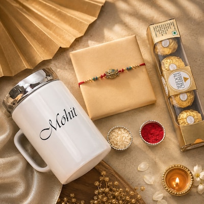 Personalized Coffee Ceramic Mug with Rakhi