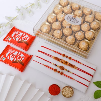 112235_Festive Rakhi Set of 4 with Chocolates