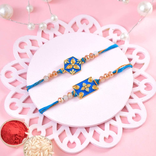 Buy Set of 2 Traditional Blue Charm Rakhi