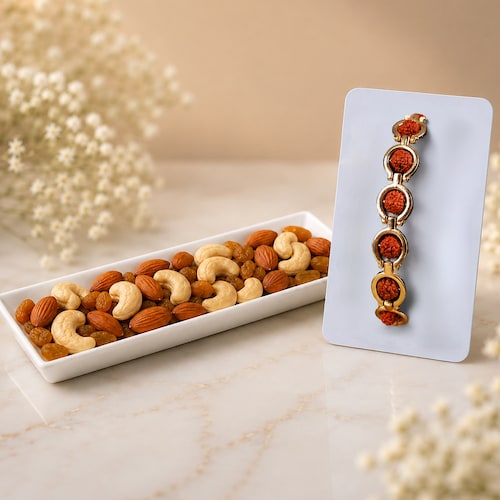 Buy Divine Rudraksha Rakhi With Dryfruits
