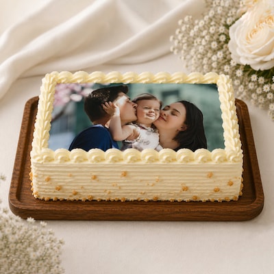 Infused With Love SquareShaped Photo Cake
