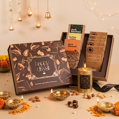 Kokomae Diwali Chocolate Gift Set 5 Bars and Nuts