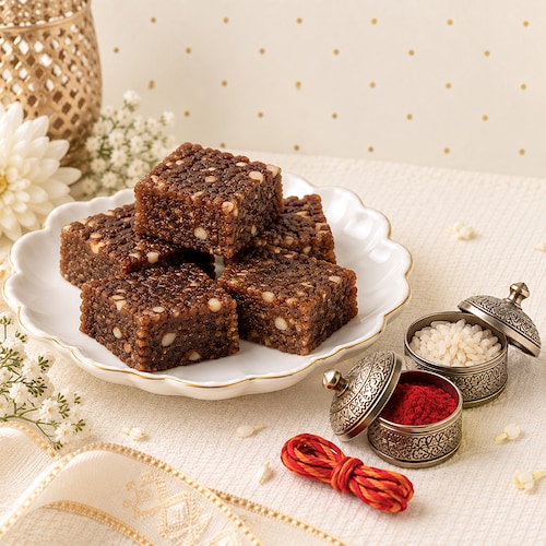 Buy Bhai Dooj Special Doda Barfi with Roli Chawal